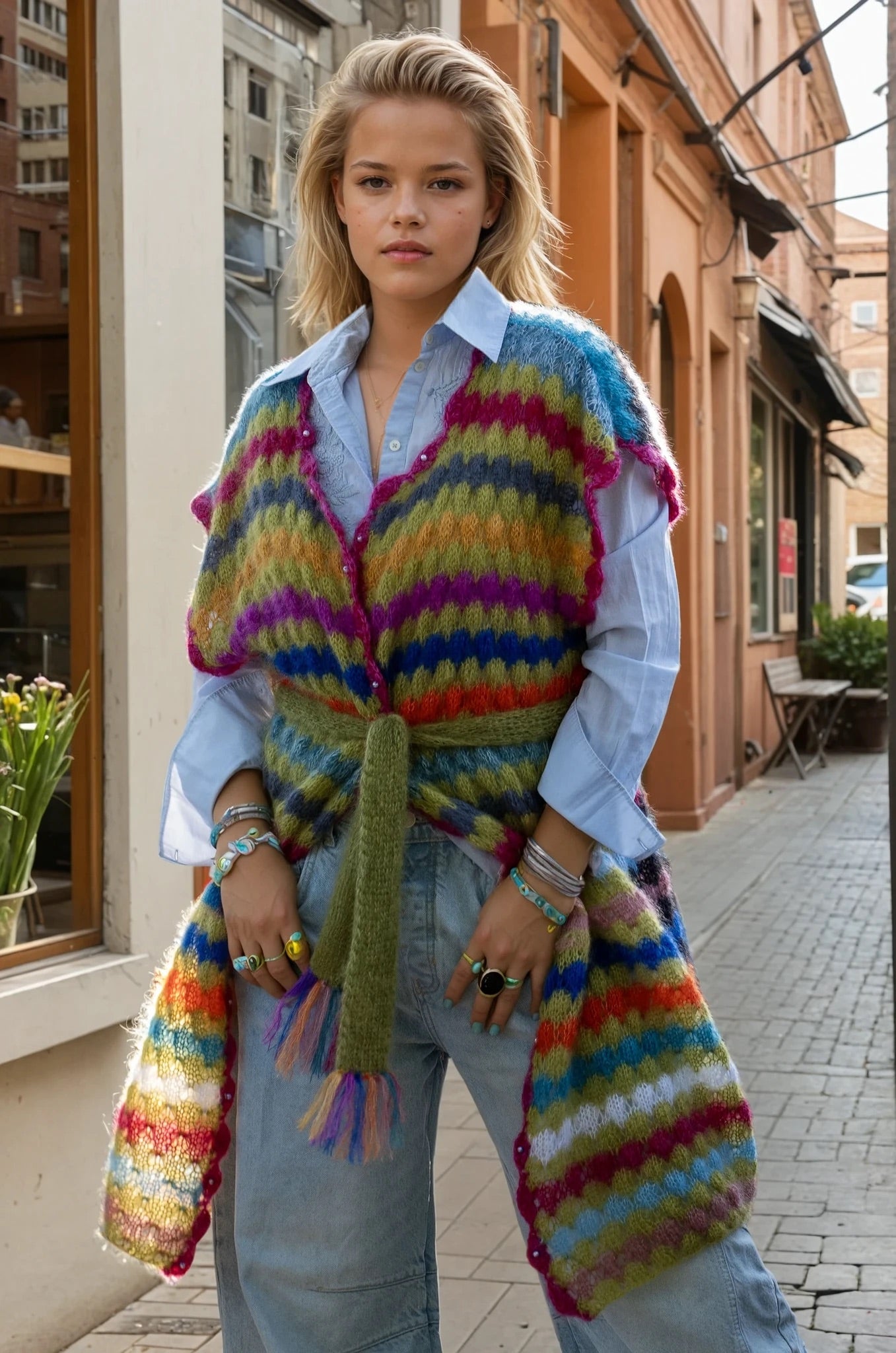 The colorful honeycomb vest