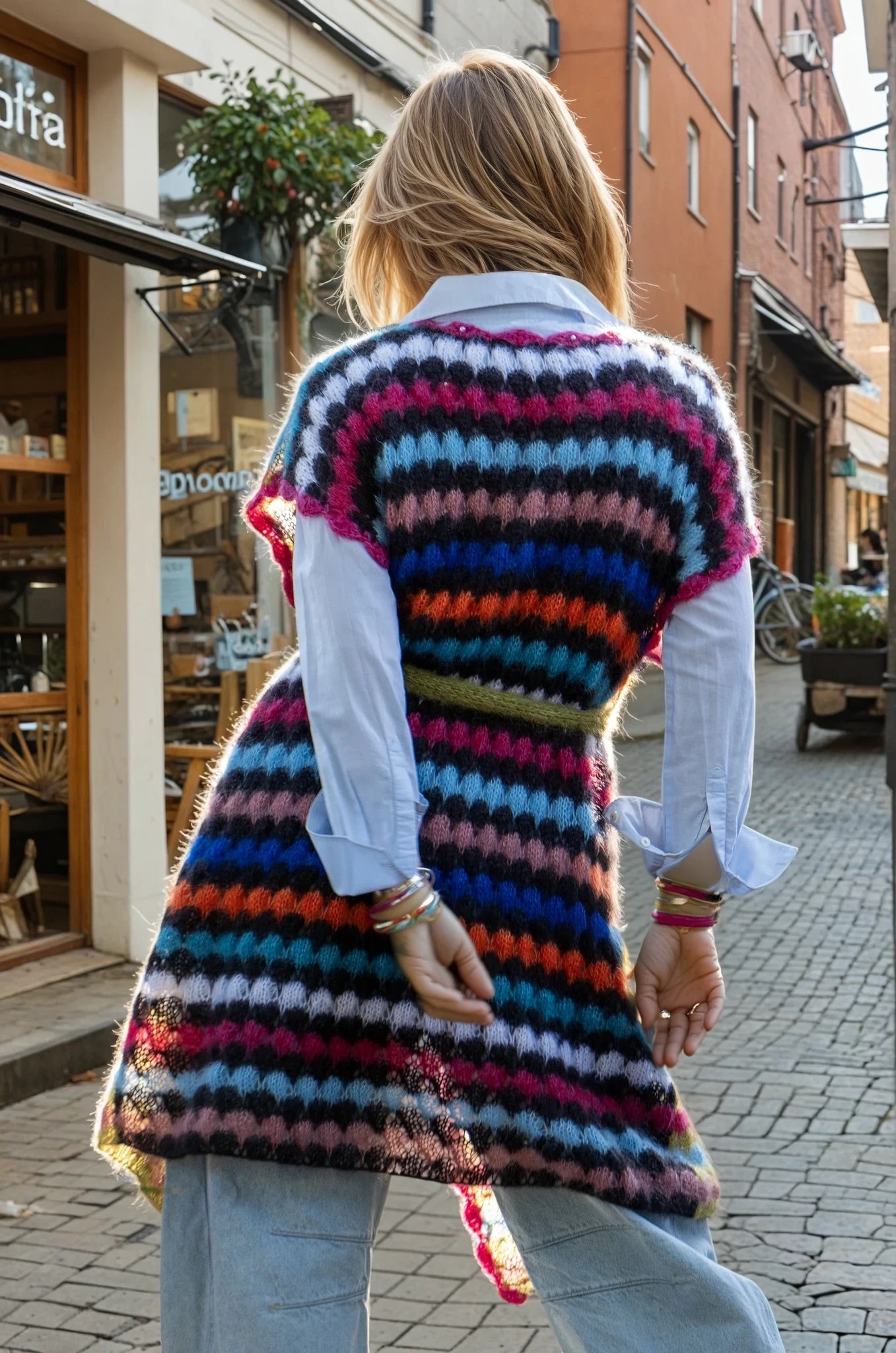 The colorful honeycomb vest