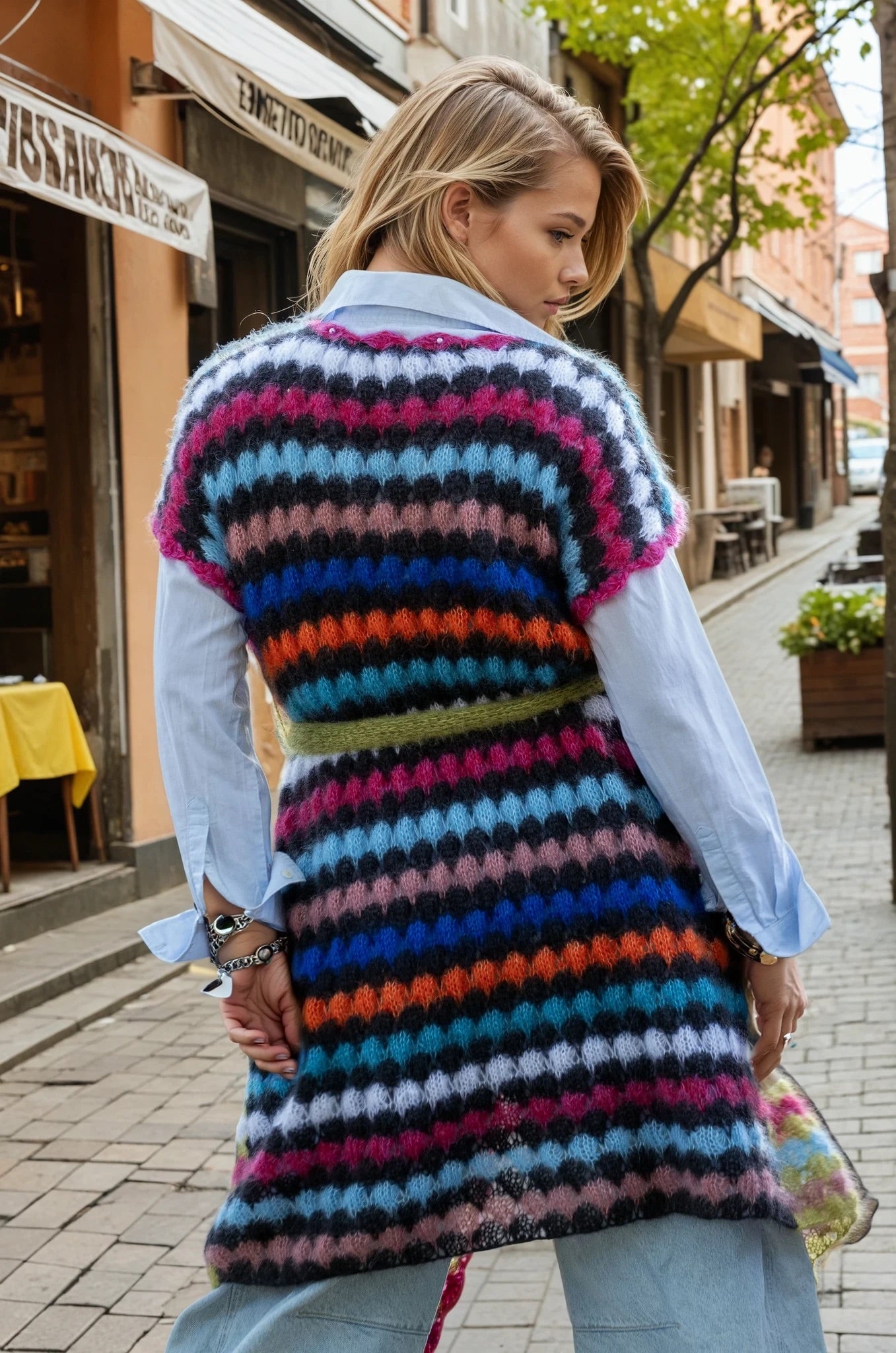 The colorful honeycomb vest